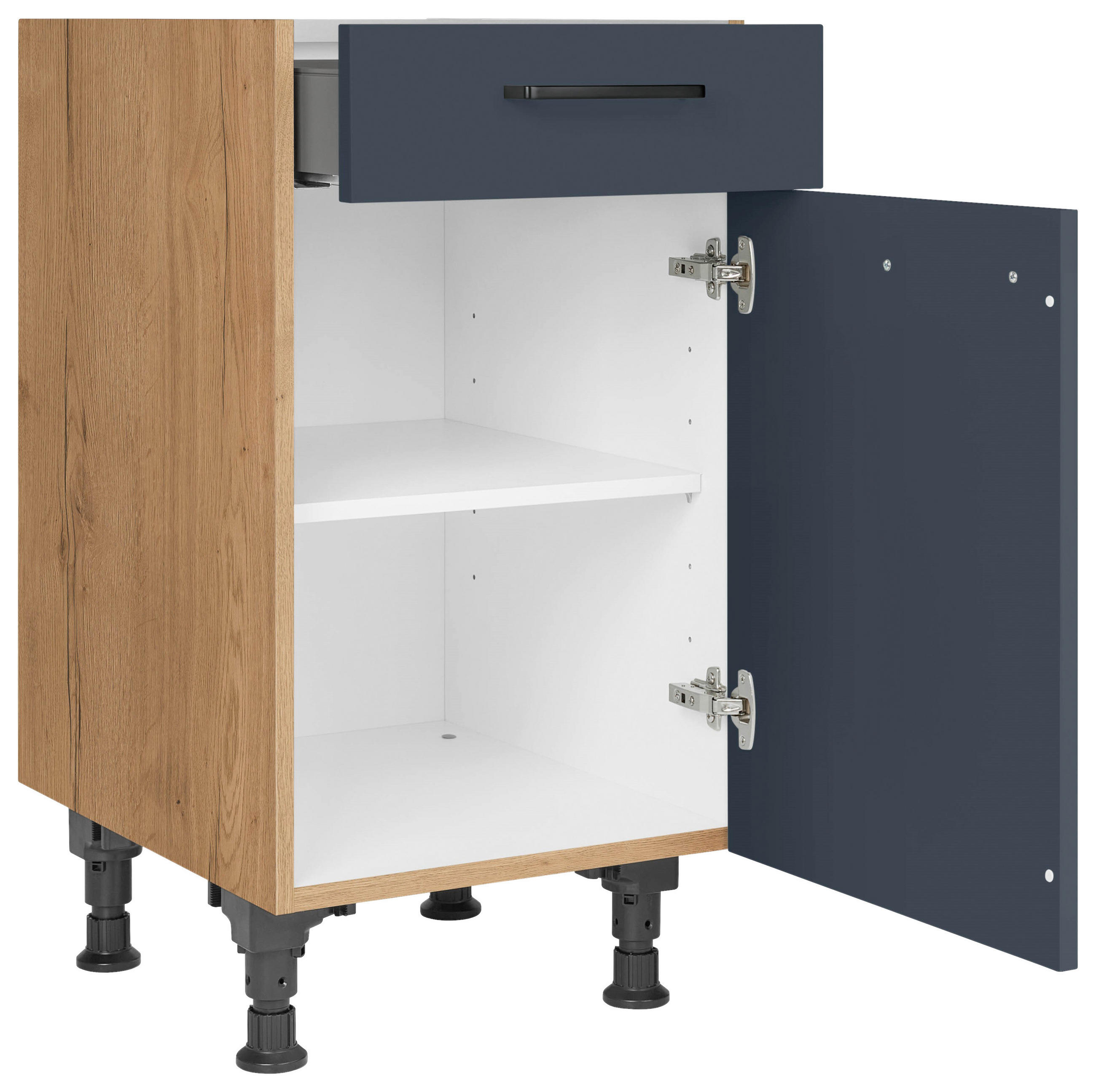 SCHUBKASTENUNTERSCHRANK 45/87/56 cm in Blau, Eichefarben - Blau/Eichefarben, MODERN, Holzwerkstoff/Metall (45/87/56cm) - Nobilia