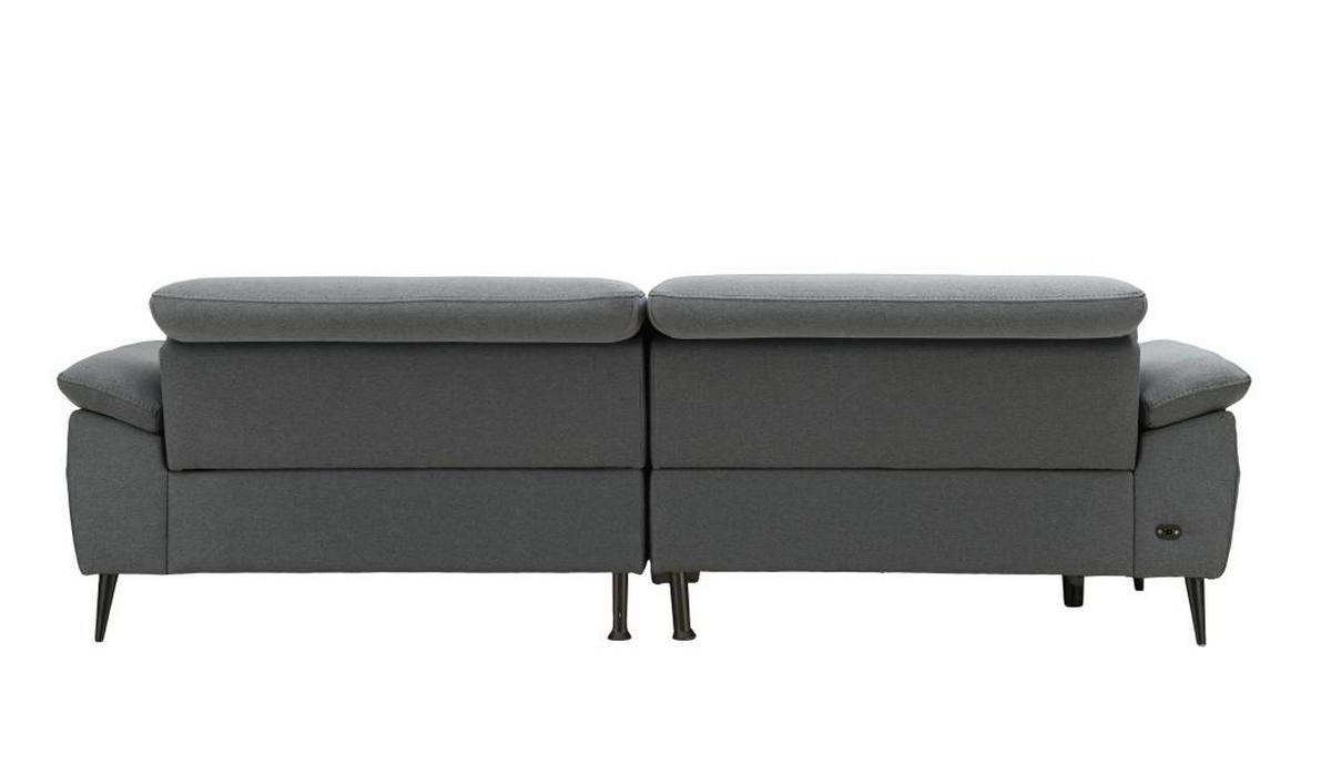 ECKSOFA  in Leinenoptik Hellgrau Armteilverstellung, Kopfteilverstellung  262/172 cm  - Hellgrau/Schwarz, Design, Textil/Metall (262/172cm) - MID.YOU