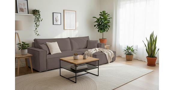 ECKSOFA inkl. Funktionen Mokka Cord  - Schwarz/Mokka, Design, Textil (267/141cm) - Xora