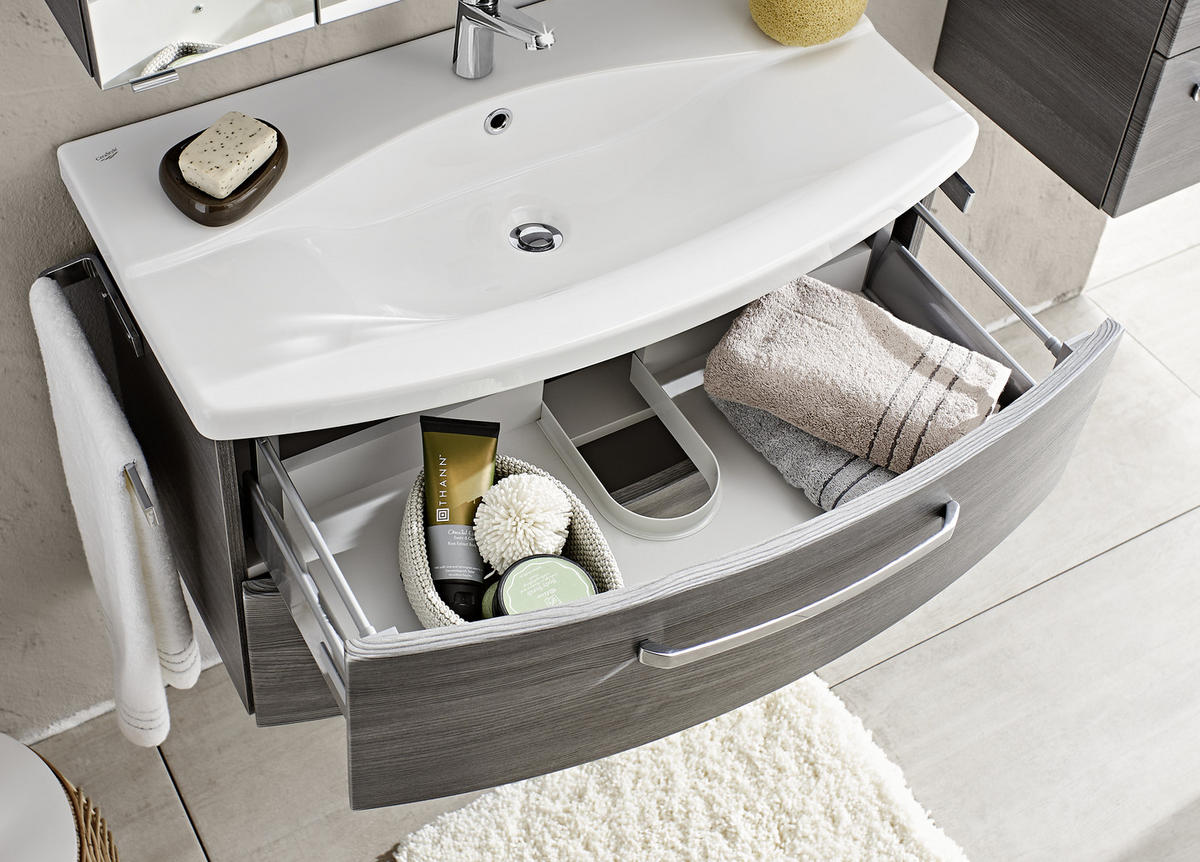 BADRUM 84 cm  - vit/grafitfärgad, Klassisk, trämaterial/keramik (84cm) - Sadena