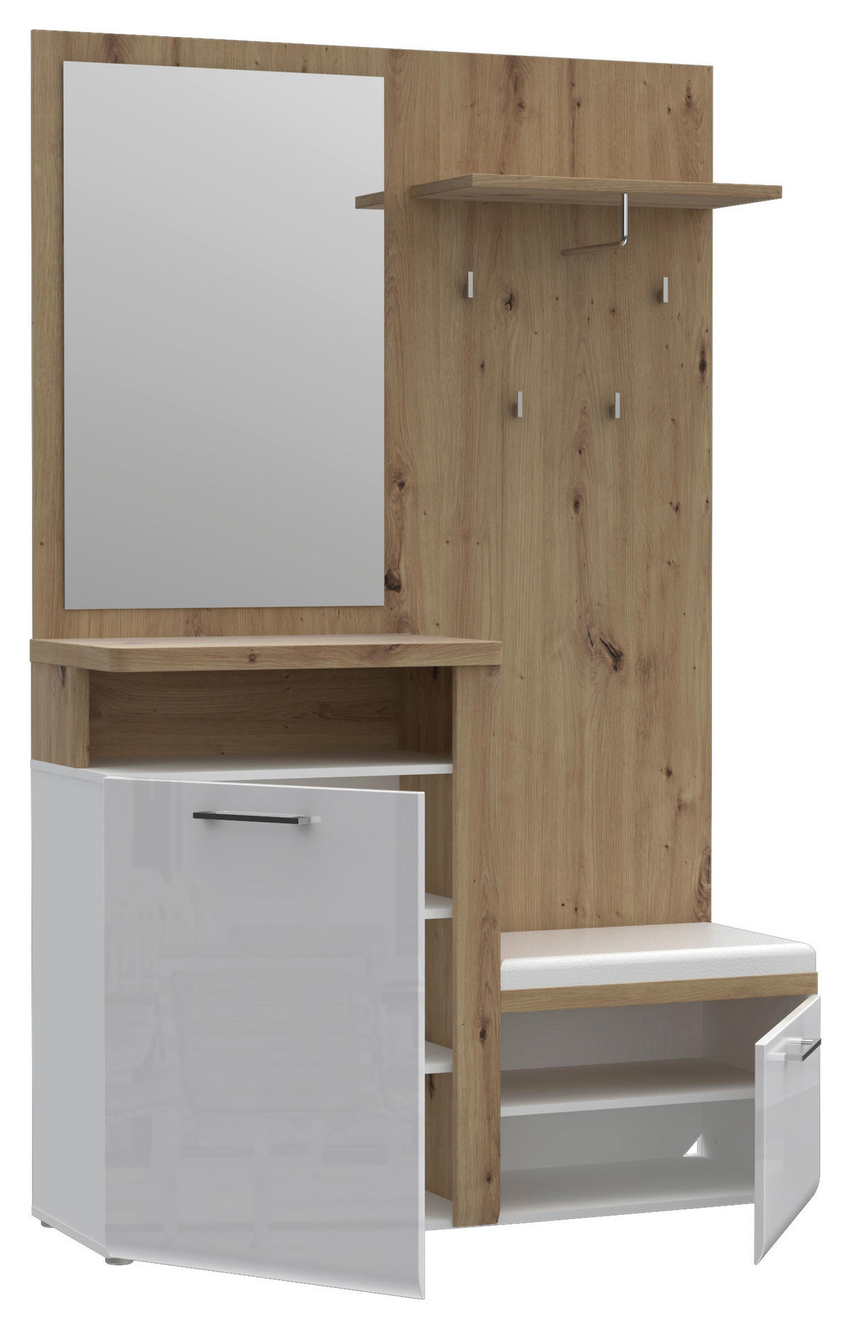 GARDEROBE  in 128,8/201/43,4 cm  - Weiß/Eiche Artisan, MODERN, Holzwerkstoff (128,8/201/43,4cm) - MID.YOU