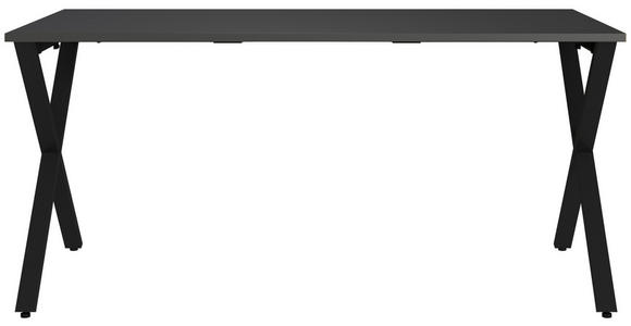 SCHREIBTISCH 160/80/75 cm  in Graphitfarben, Schwarz  - Graphitfarben/Schwarz, MODERN, Holzwerkstoff/Metall (160/80/75cm) - Novel