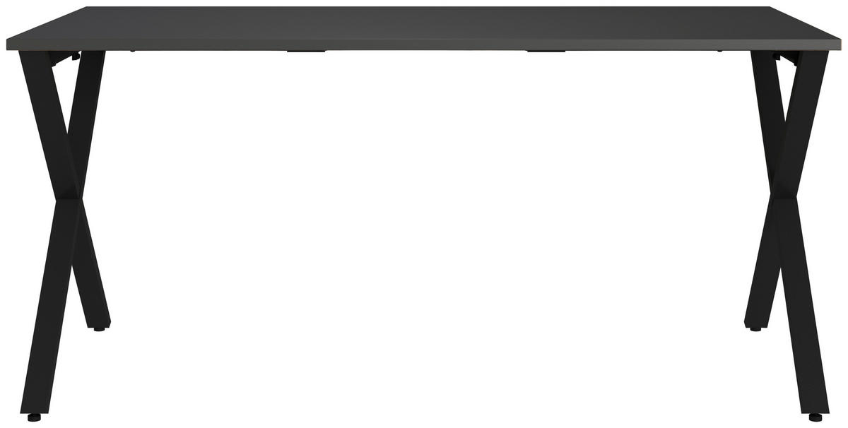 SCHREIBTISCH 160/80/75 cm  in Graphitfarben, Schwarz  - Graphitfarben/Schwarz, MODERN, Holzwerkstoff/Metall (160/80/75cm) - Novel