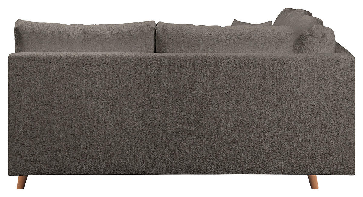 ECKSOFA inkl. Hocker Ariella in Bouclé Dunkelgrau  231/161 cm  - Dunkelgrau/Naturfarben, Design, Holz/Textil (231/161cm) - Livetastic