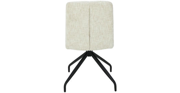 STUHL  Stoffauswahl, Sitzfläche 180° drehbar, automatische Rückholfunktion Leinenoptik  - Beige/Schwarz, Design, Textil/Metall (50/90/63cm) - Carryhome