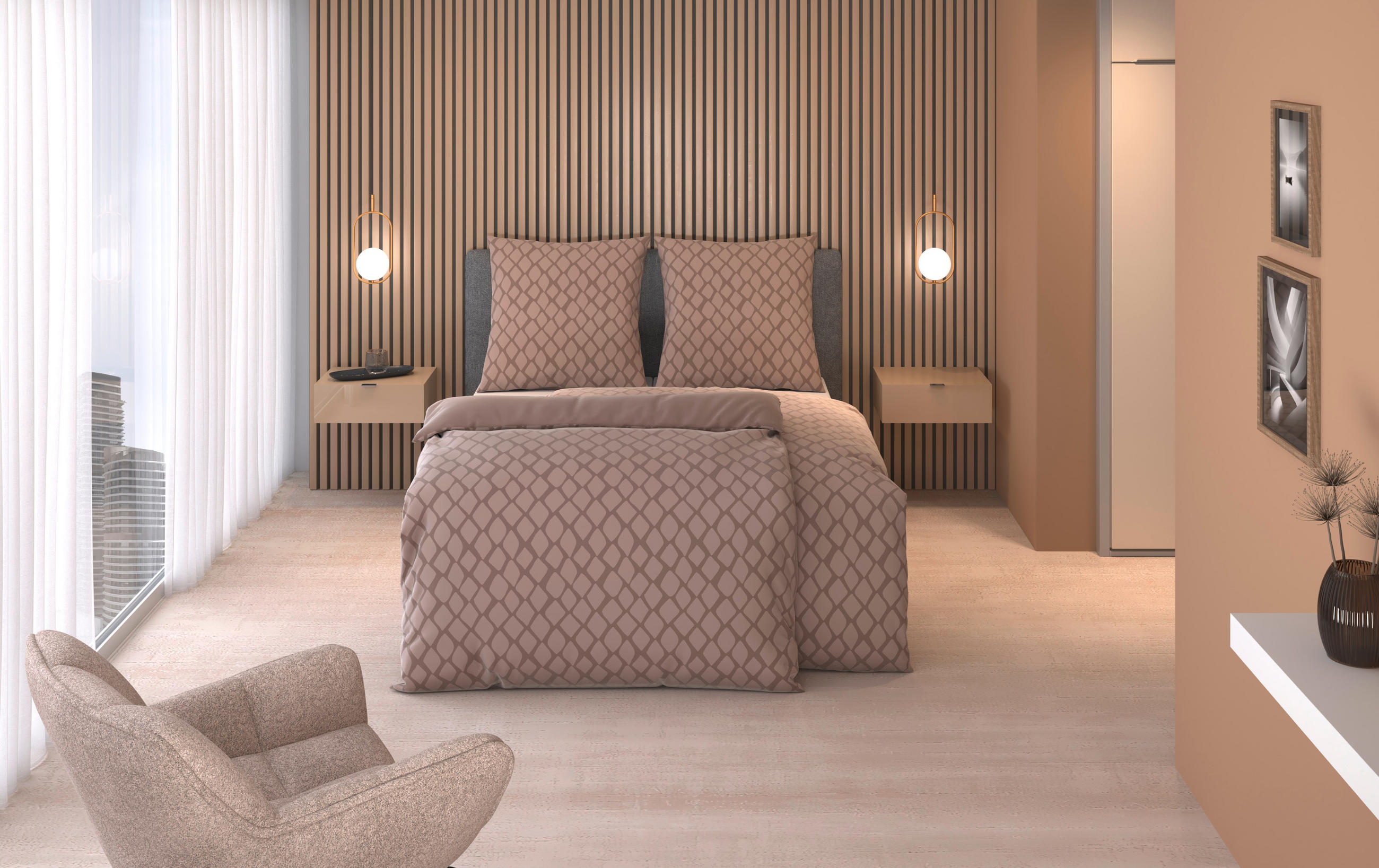 WENDEBETTWÄSCHE STRIPES DK Satin 155/220 cm  - Taupe, Design, Textil (155/220cm) - Dieter Knoll