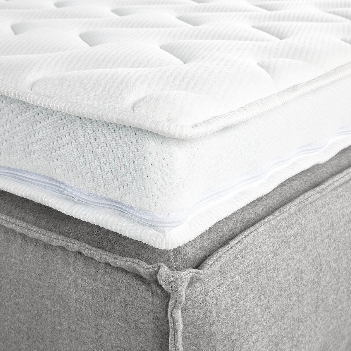 BOXSPRINGBETT 240/200 cm  in Hellgrau  - Hellgrau, Design, Textil (240/200cm) - home24