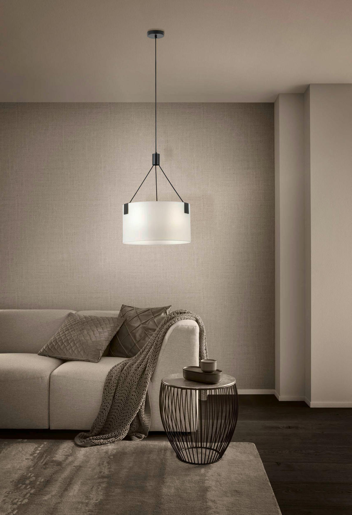 HÄNGLAMPA 45/110 cm  - vit/svart, Klassisk, metall/textil (45/110cm) - Eglo