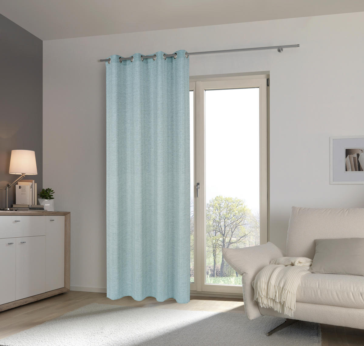 RINGLIS FÜGGÖNY részben áttetsző  - olajkék, Design, textil (140/245cm) - Esposa