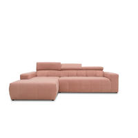 ECKSOFA Rosa Mikrofaser  - Schwarz/Rosa, Design, Kunststoff/Textil (175/285cm) - MID.YOU