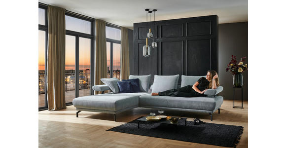 ECKSOFA in Chenille Hellblau 224/305 cm - Schwarz/Hellblau, Design, Textil/Metall (224/305cm) - Dieter Knoll