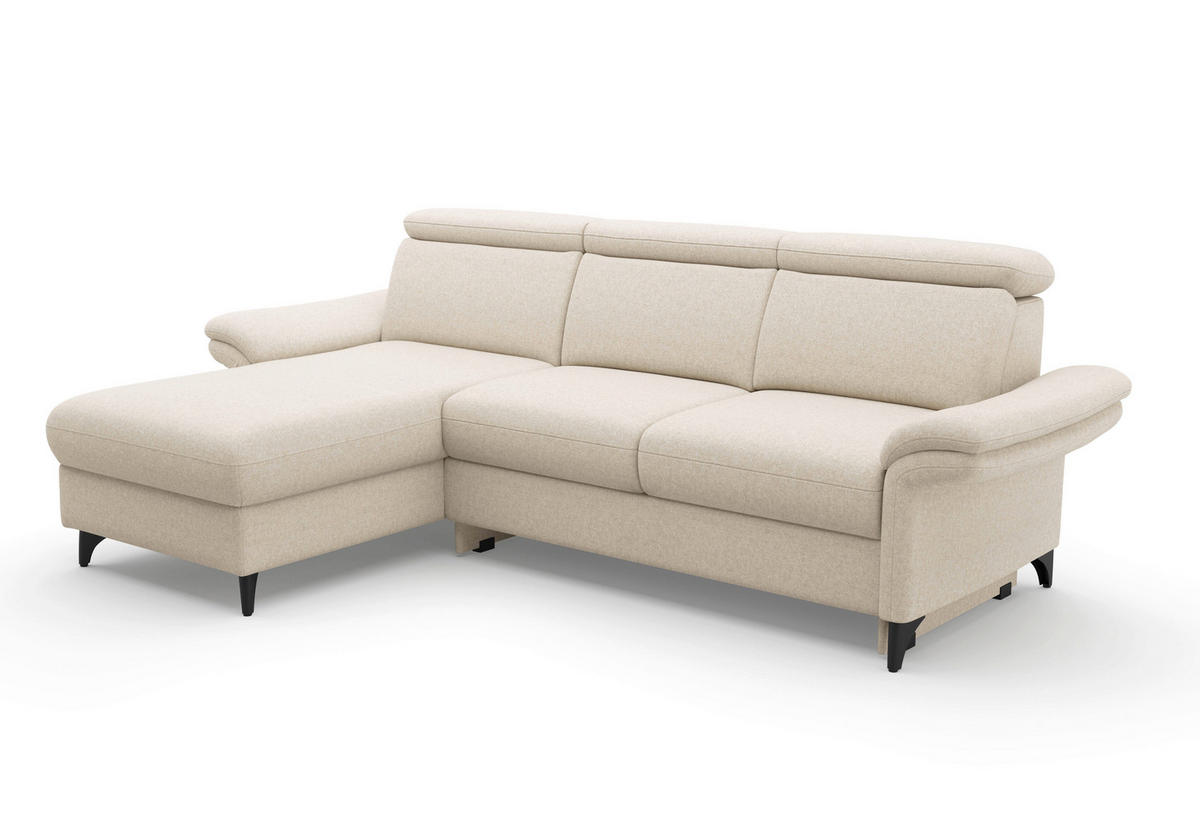 ECKSOFA Flachgewebe Creme  - Creme/Schwarz, Konventionell, Textil/Metall (166/253cm) - Sit & More