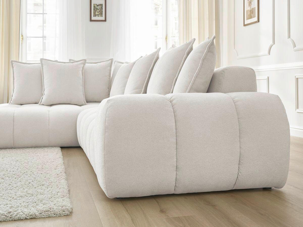 ECKSOFA Ottomane rechts  EVEREST Weiß Struktur  - Schwarz/Weiß, MODERN, Kunststoff/Textil (210/352cm) - Livetastic