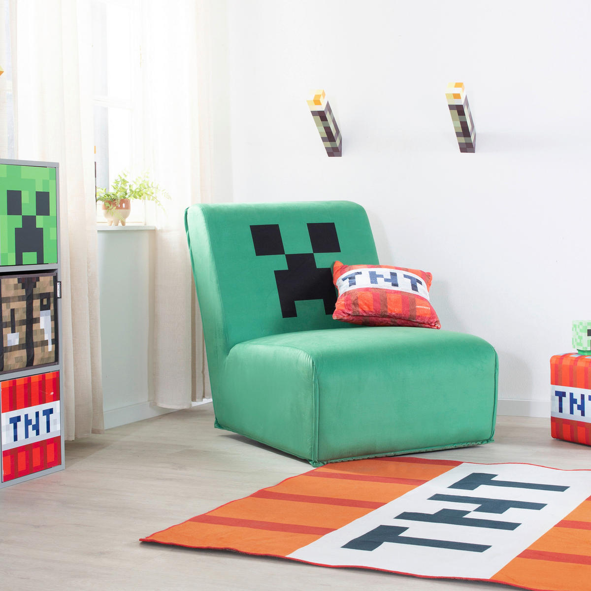 LOUNGESESSEL - Grün, MODERN, Textil (66/80/94cm) - Minecraft
