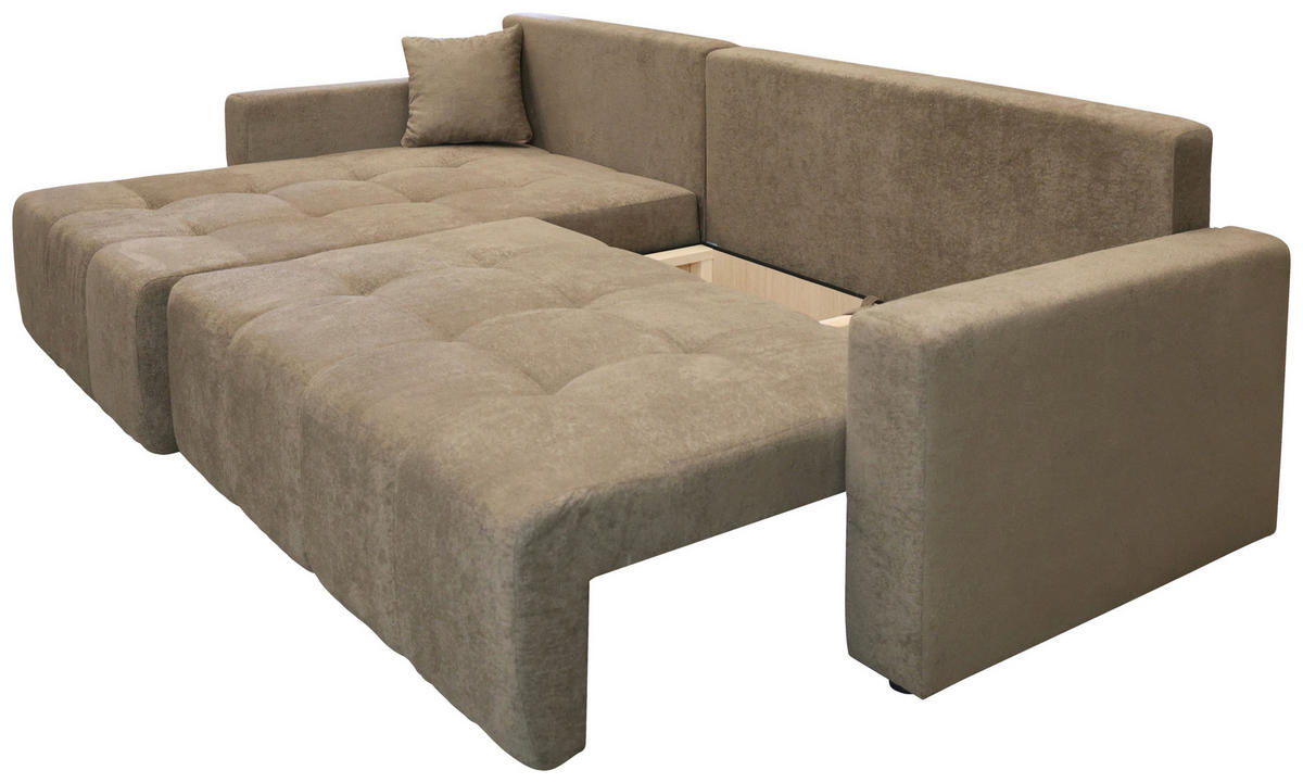ECKSOFA LAGUNA in Frottee Braun  143/260 cm  - Schwarz/Braun, Design, Kunststoff/Textil (143/260cm) - MID.YOU
