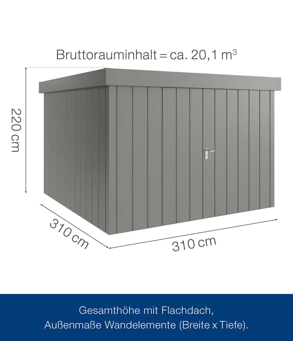 GERÄTEHAUS 325/220/323 cm  - Alufarben, Basics, Metall (325/220/323cm)