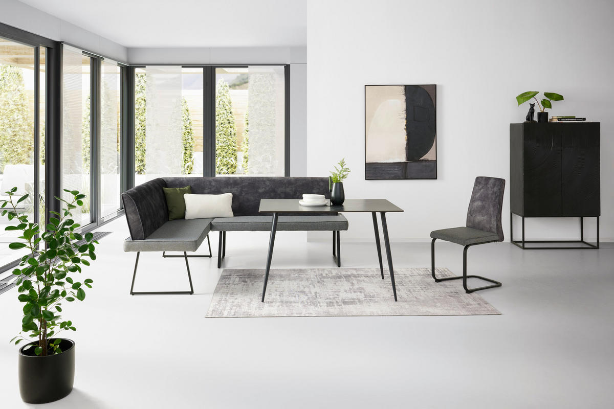 SCHWINGSTUHL  ,  , Mikrofaser, Leinenoptik  ,  - Dunkelgrau/Schwarz, KONVENTIONELL, Holz/Textil (46/94/62cm) - MID.YOU