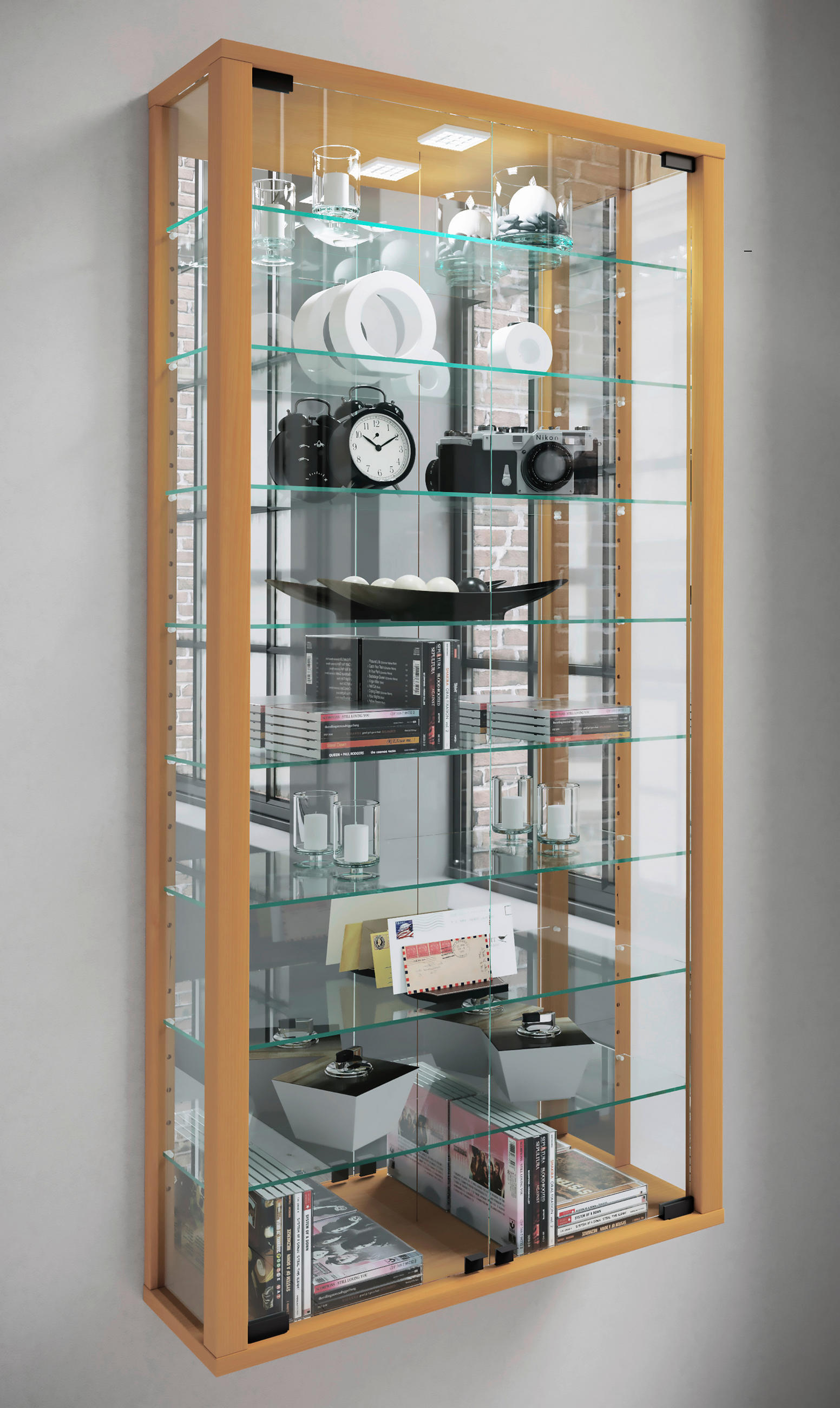 HÄNGEVITRINE in Buchefarben - Buchefarben/Schwarz, Modern, Glas/Holzwerkstoff (59/114,3/18cm) - MID.YOU
