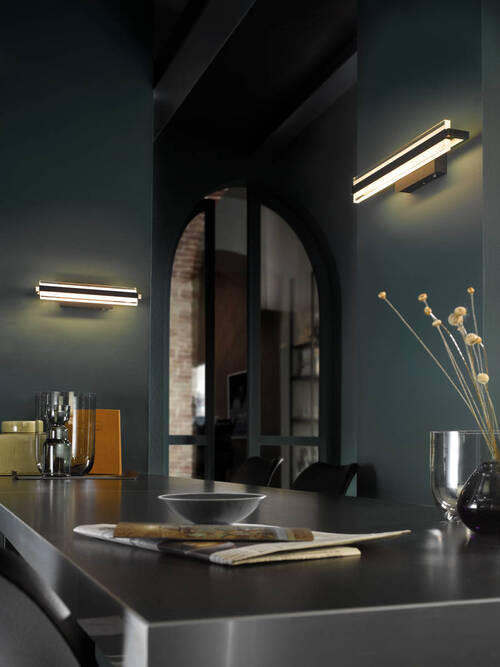 LED-WANDLEUCHTE Paros   - Schwarz/Nickelfarben, Design, Kunststoff/Metall (8/35/12cm) - Fischer & Honsel