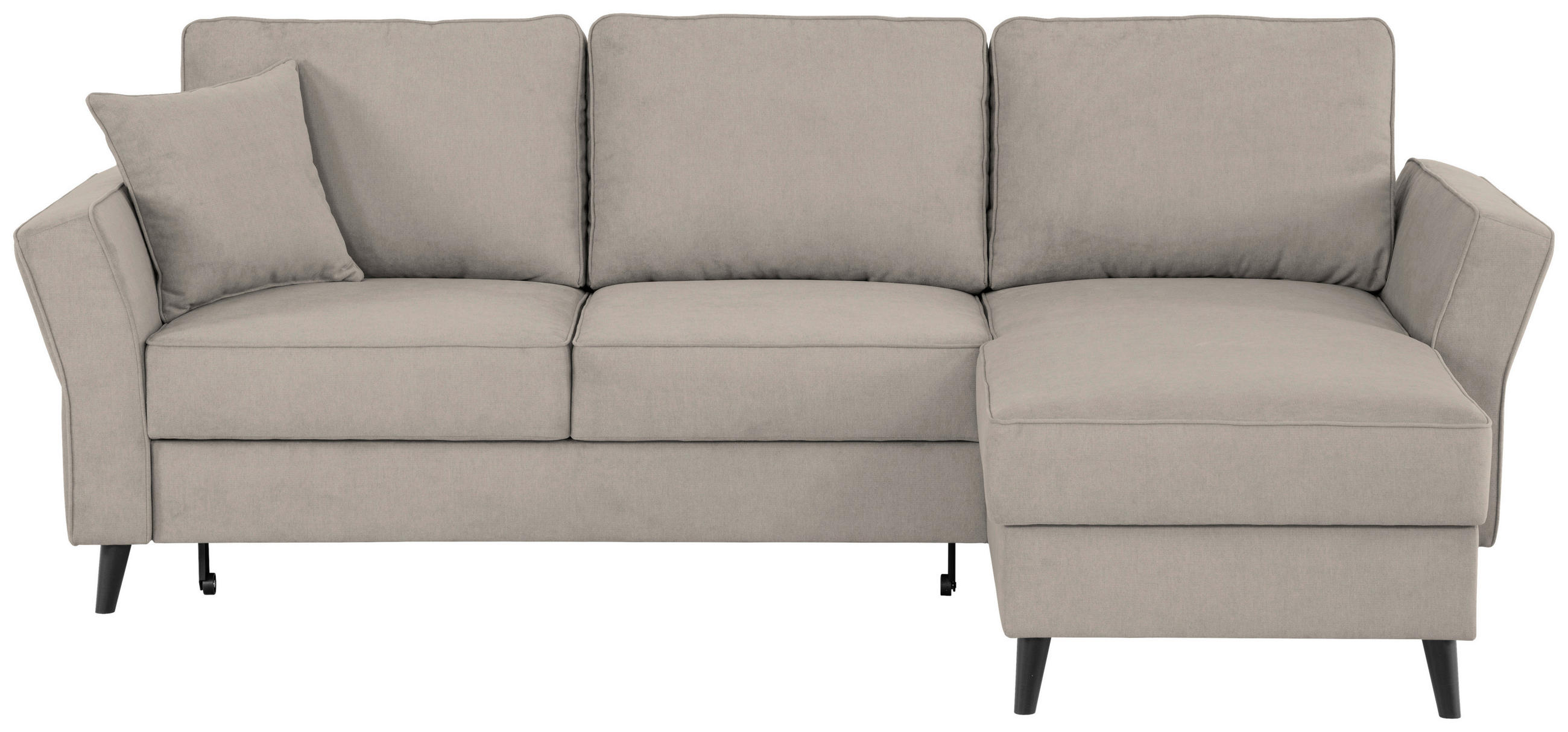 ECKSOFA in Velours Sandfarben  - Sandfarben/Schwarz, KONVENTIONELL, Holz/Textil (244/159cm) - Carryhome