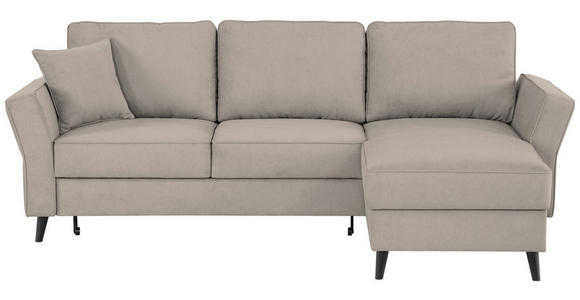 ECKSOFA  in Velours Sandfarben  - Sandfarben/Schwarz, KONVENTIONELL, Holz/Textil (244/159cm) - Carryhome