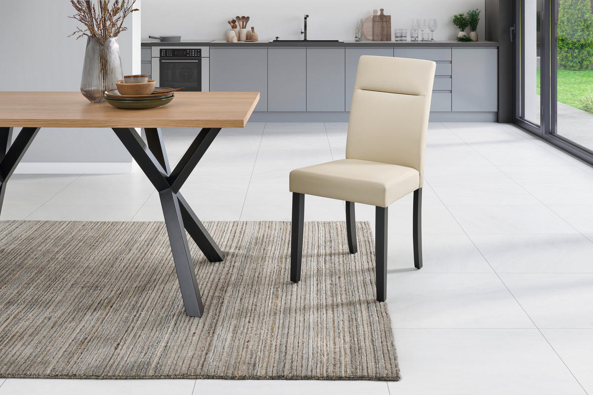 STUHL     Schwarz, Beige  - Beige/Schwarz, Basics, Holz (57/96/44cm) - Livetastic