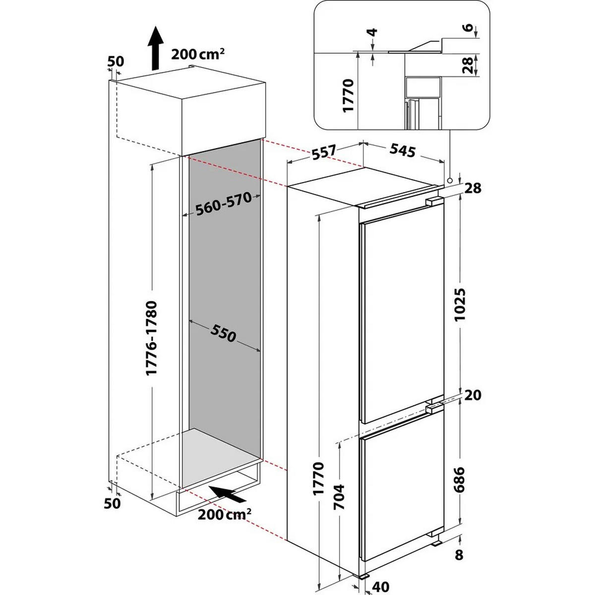 KÜHL-GEFRIER-KOMBINATION KGITN 18MMF4  - Weiß, Basics, Metall (55,7/177/54,5cm) - Bauknecht