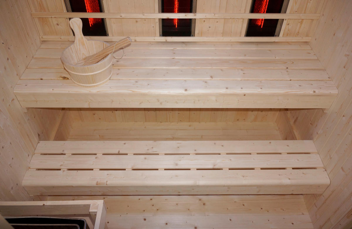 INFRAROTKABINE für 4-6 Personen Lahti  - Fichtefarben, KONVENTIONELL, Holz (198/181,5/202,2cm) - Sanotechnik