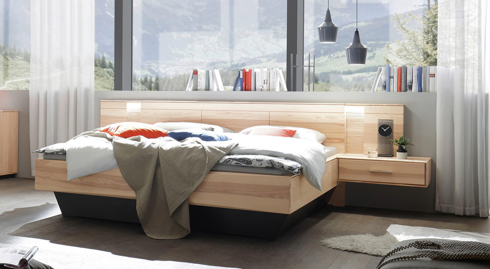 BETTANLAGE 180/200 cm  in Taupe, Eschefarben  - Taupe/Eschefarben, Design, Holz/Textil (180/200cm) - Valdera
