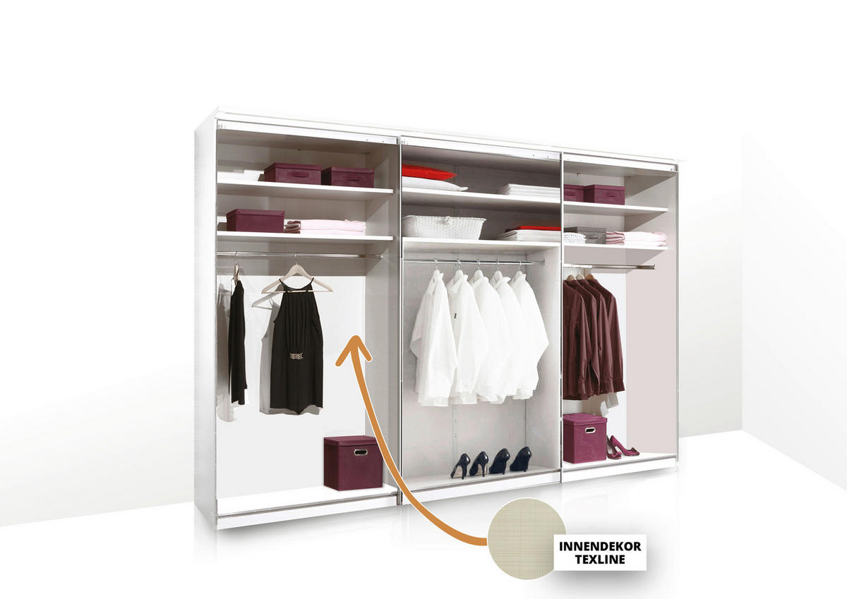 SCHWEBETÜRENSCHRANK 280/222/68 cm 3-türig Anthrazit  - Anthrazit/Graphitfarben, Design, Glas/Holzwerkstoff (280/222/68cm) - Moderano