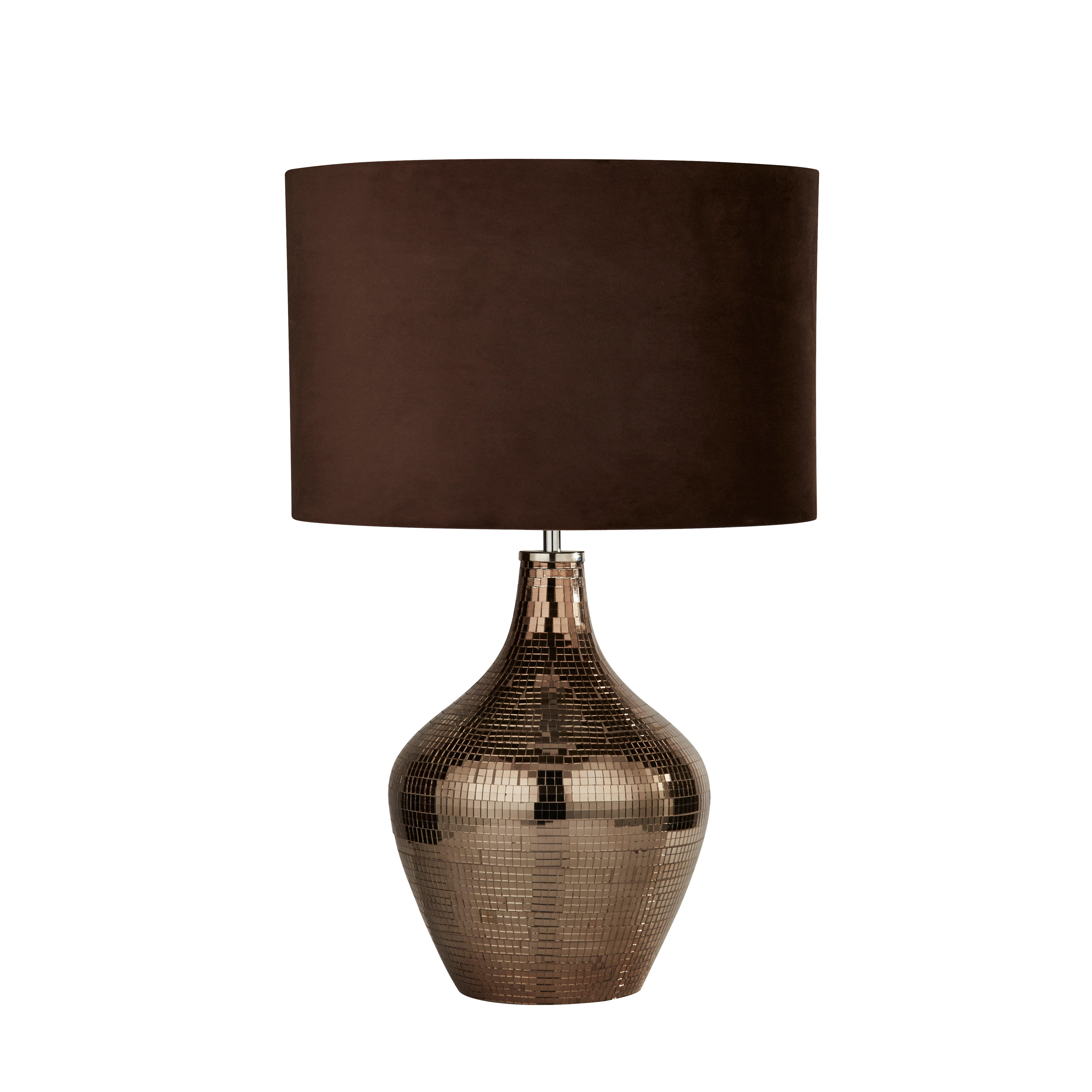 TISCHLEUCHTE 30/54 cm   - Chromfarben/Braun, Design, Glas/Leder (30/54cm)