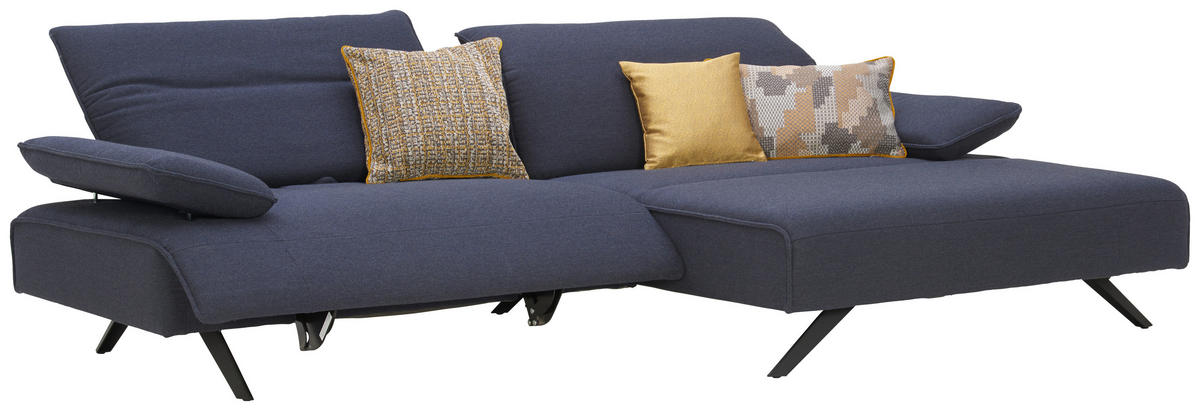ECKSOFA in Flachgewebe Dunkelblau  280/164 cm  - Anthrazit/Dunkelblau, Design, Textil/Metall (280/164cm) - Johann Jakob