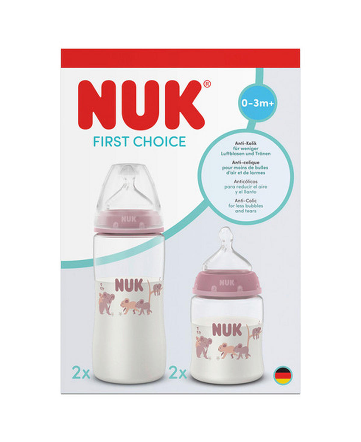 FLÄSCHCHENSET First Choice 4-teilig  - Pink, Basics, Kunststoff (13/13/18,7cm) - NUK