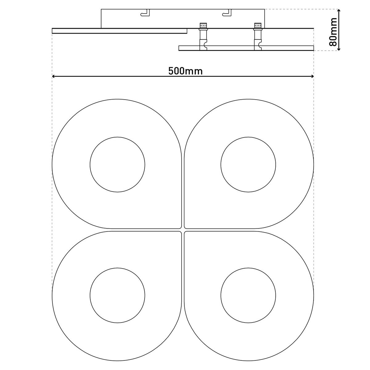 LED-DECKENLEUCHTE SMILLA 50/50/7.5 cm   - Weiß, Design, Kunststoff/Metall (50/50/7.5cm) - Näve
