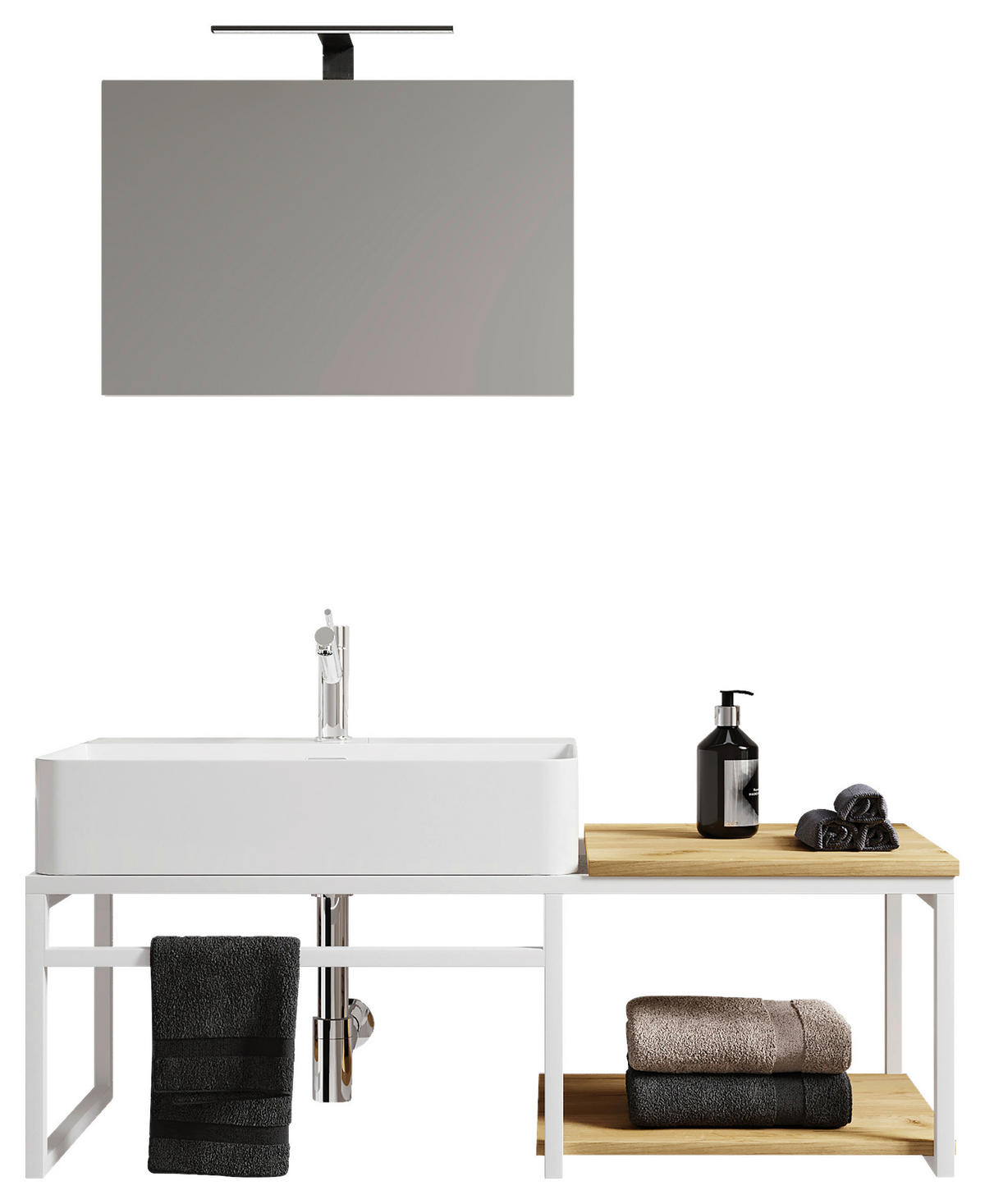 BADEZIMMER 3-teilig  in 100 cm  - Honigeiche/Weiss, Modern, Glas/Keramik (100cm) - MID.YOU