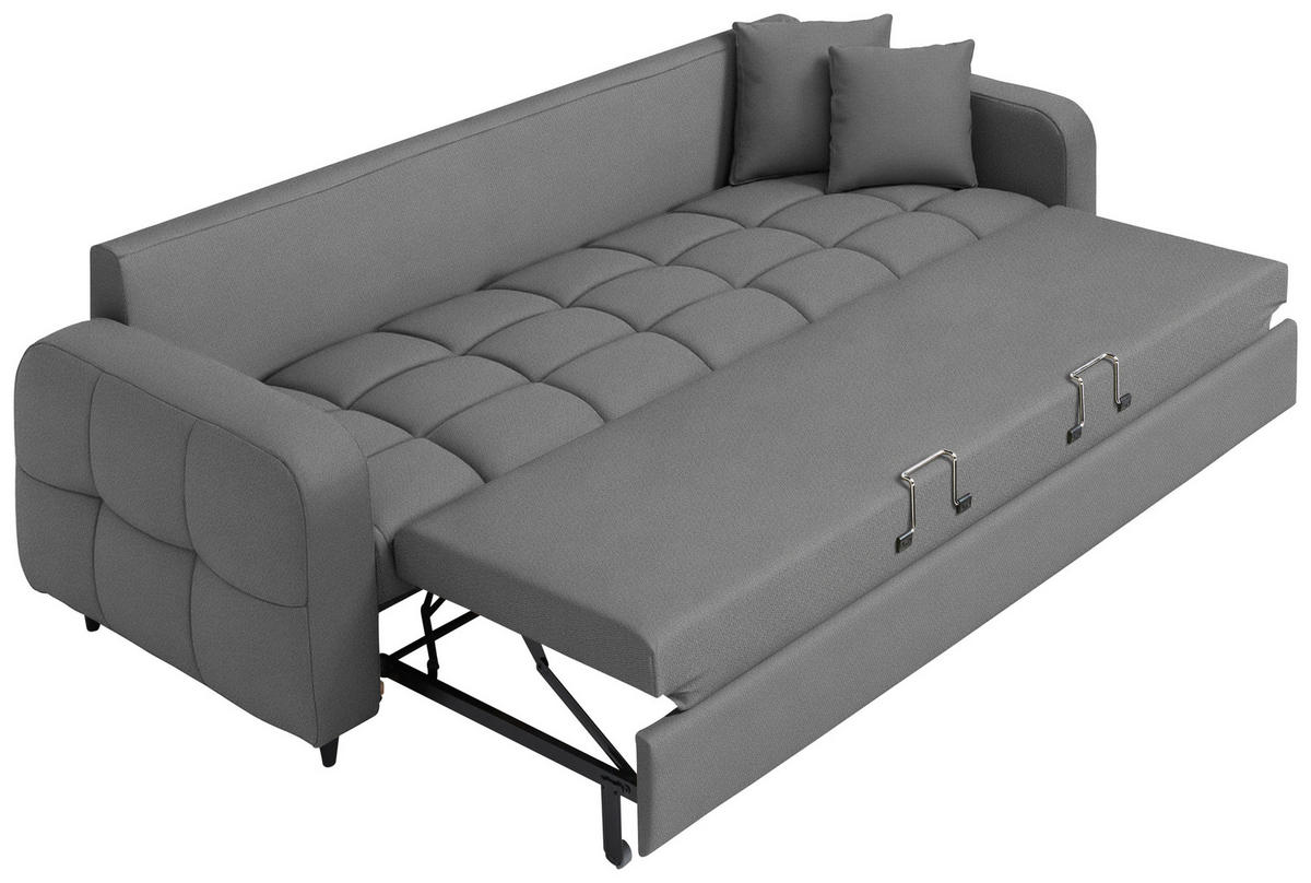 SCHLAFSOFA Webstoff Grau Stoffauswahl, Bettfunktion erhältlich, Rücken echt, Armteil links, Armteil rechts  - Schwarz/Grau, Design, Holz/Textil (236/88/101cm) - Lomoco
