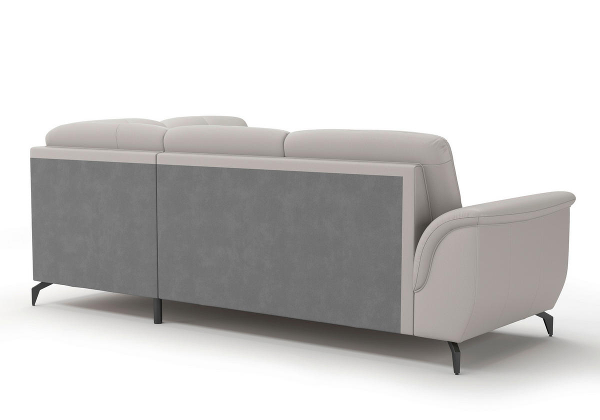 ECKSOFA in Vliesstoff Kombination Echtleder/Stoff Hellgrau  244/212 cm  - Hellgrau/Schwarz, MODERN, Leder/Textil (244/212cm) - Sit & More