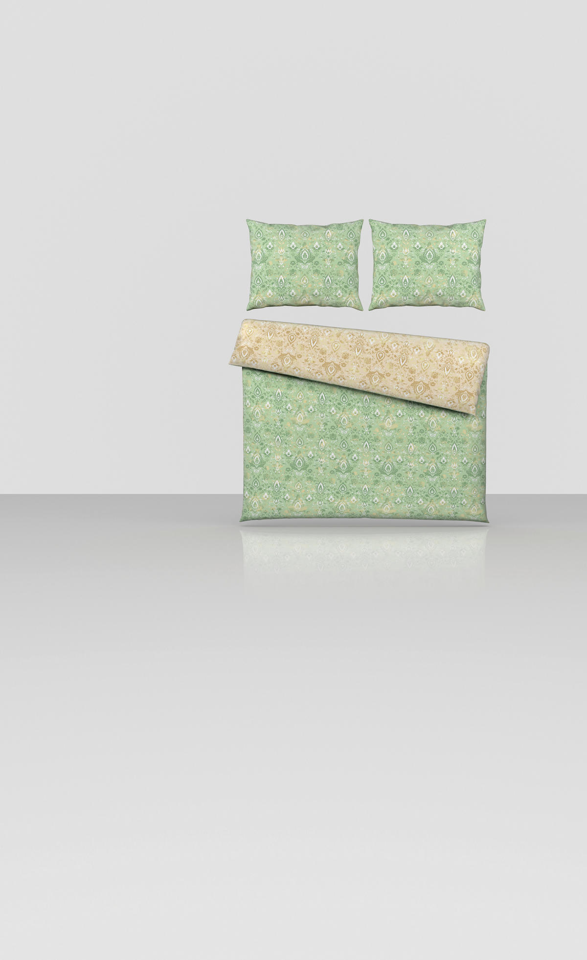 OBOJESTRANSKA POSTELJNINA 240/220 cm saten zelena, bež  - zelena/bež, tekstil (240/220cm) - Novel