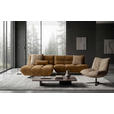 ECKSOFA Beigebraun Chenille Rücken echt, Sitztiefenverstellung  - Beigebraun/Schwarz, Design, Textil/Metall (178/295cm) - Belluti