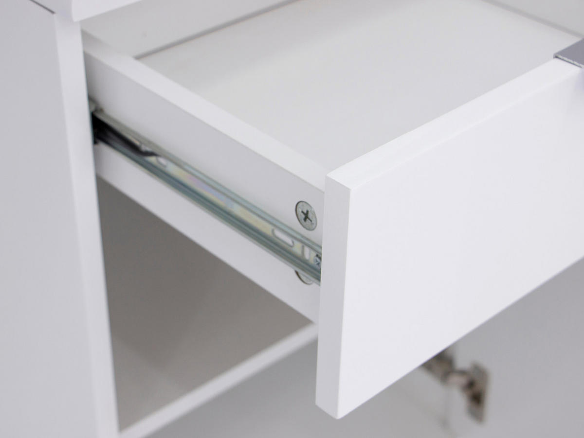 SCHREIBTISCH  in Weiss, Nickelfarben, Weiss Hochglanz  - Weiss Hochglanz/Chromfarben, Modern, Holzwerkstoff/Metall (150/76/74cm) - MID.YOU
