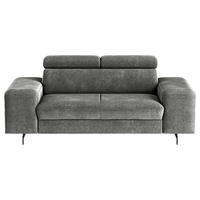 2-SITZER-SOFA Chenille Grau  - Schwarz/Grau, Textil/Metall (198/81/100cm) - MID.YOU
