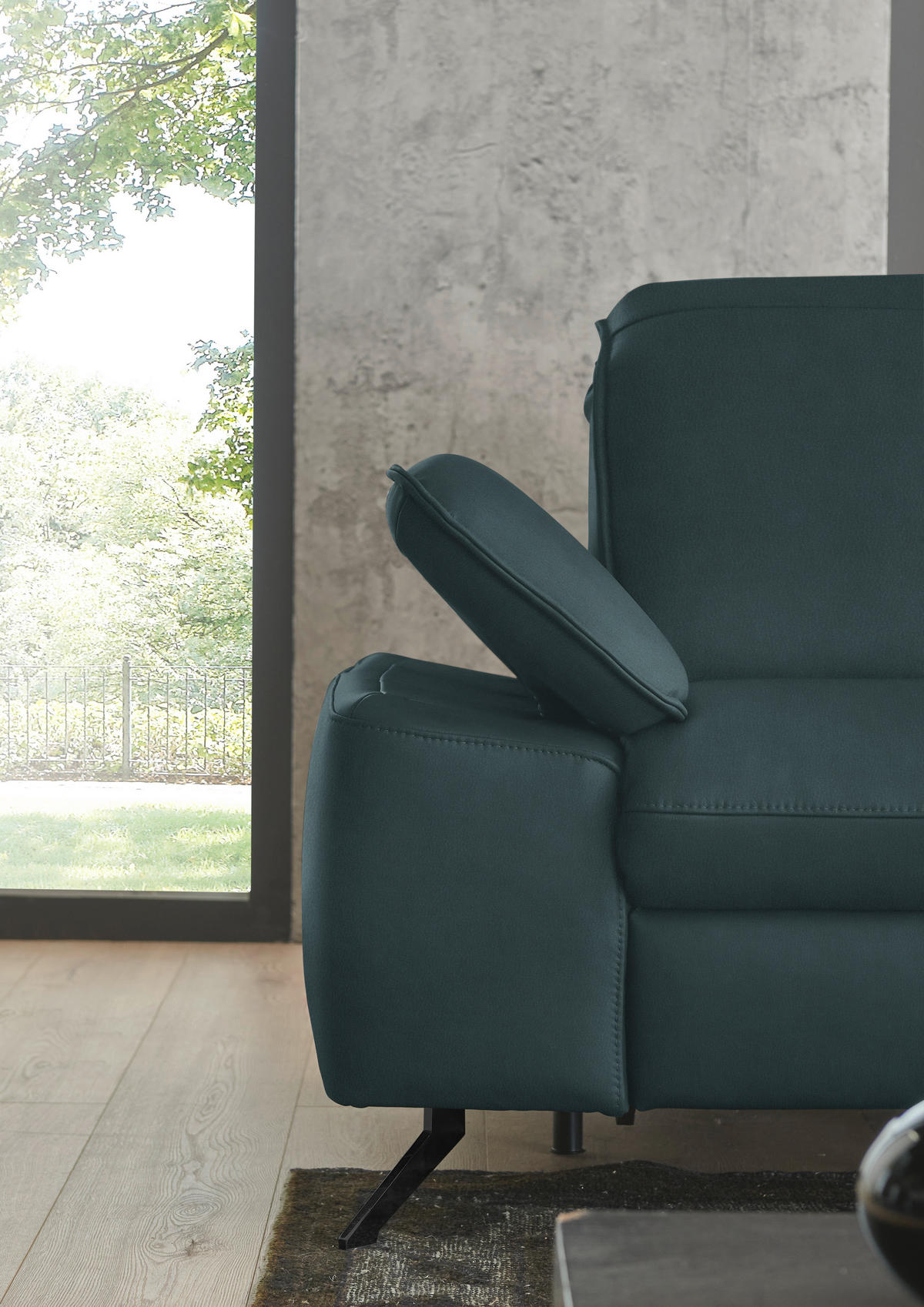 ECKSOFA  Echtleder Graublau  - Graublau/Schwarz, Design, Leder/Metall (307/169cm) - Beldomo Premium
