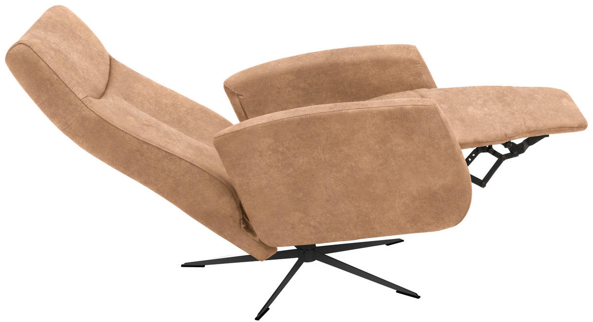 RELAXSESSEL in Textil Hellbraun  - Hellbraun/Schwarz, Design, Textil/Metall (73/105/82cm) - Welnova