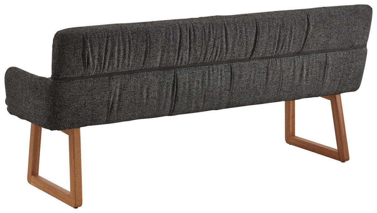 SITZBANK 220/86/68 cm Mikrofaser Graphitfarben Wildeiche massiv  - Wildeiche/Graphitfarben, Design, Holz/Textil (220/86/68cm) - Valdera