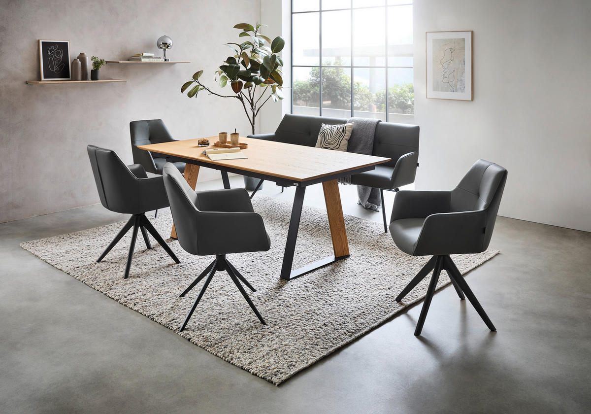 MATBORD svart, ekfärgad rektangulär  utdragbar  - svart/ekfärgad, Design, metall/trämaterial (190-250/100/76cm) - Dieter Knoll