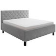 POLSTERBETT Matratze, gepolstertes Kopfteil, Lattenrost, Bettkasten Hellgrau 160/200 cm  - Hellgrau/Schwarz, MODERN, Holz/Holzwerkstoff (160/200cm) - Xora