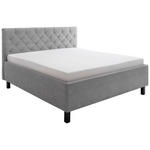 POLSTERBETT gepolstertes Kopfteil, Lattenrost, Bettkasten Hellgrau 180/200 cm  - Hellgrau/Schwarz, MODERN, Holz/Holzwerkstoff (180/200cm) - Xora