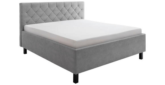 POLSTERBETT Matratze, gepolstertes Kopfteil, Lattenrost, Bettkasten Hellgrau 160/200 cm  - Hellgrau/Schwarz, MODERN, Holz/Holzwerkstoff (160/200cm) - Xora