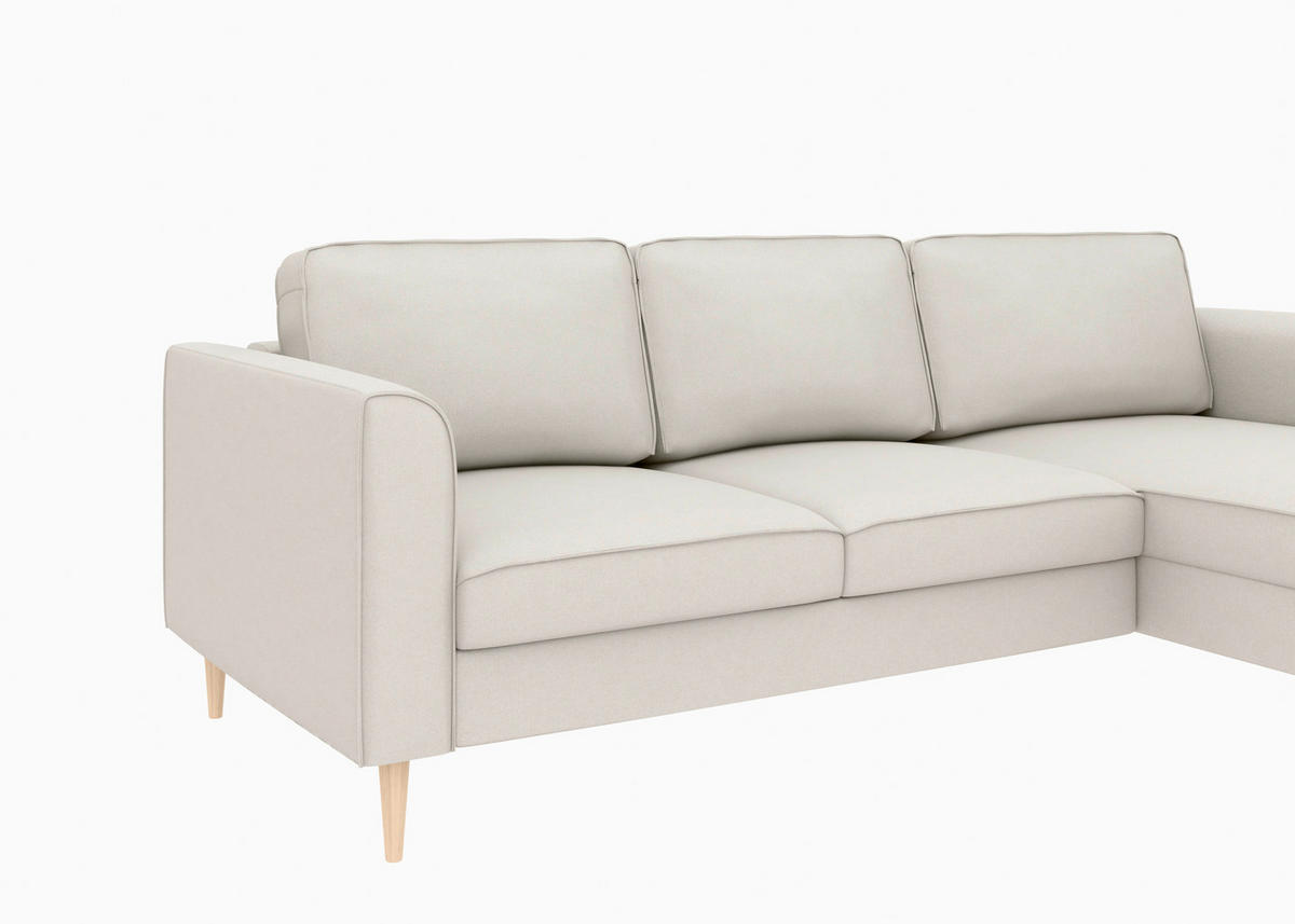 ECKSOFA in Struktur Sandfarben  232/161 cm  - Sandfarben/Buchefarben, MODERN, Holz/Textil (232/161cm) - Trendmanufaktur