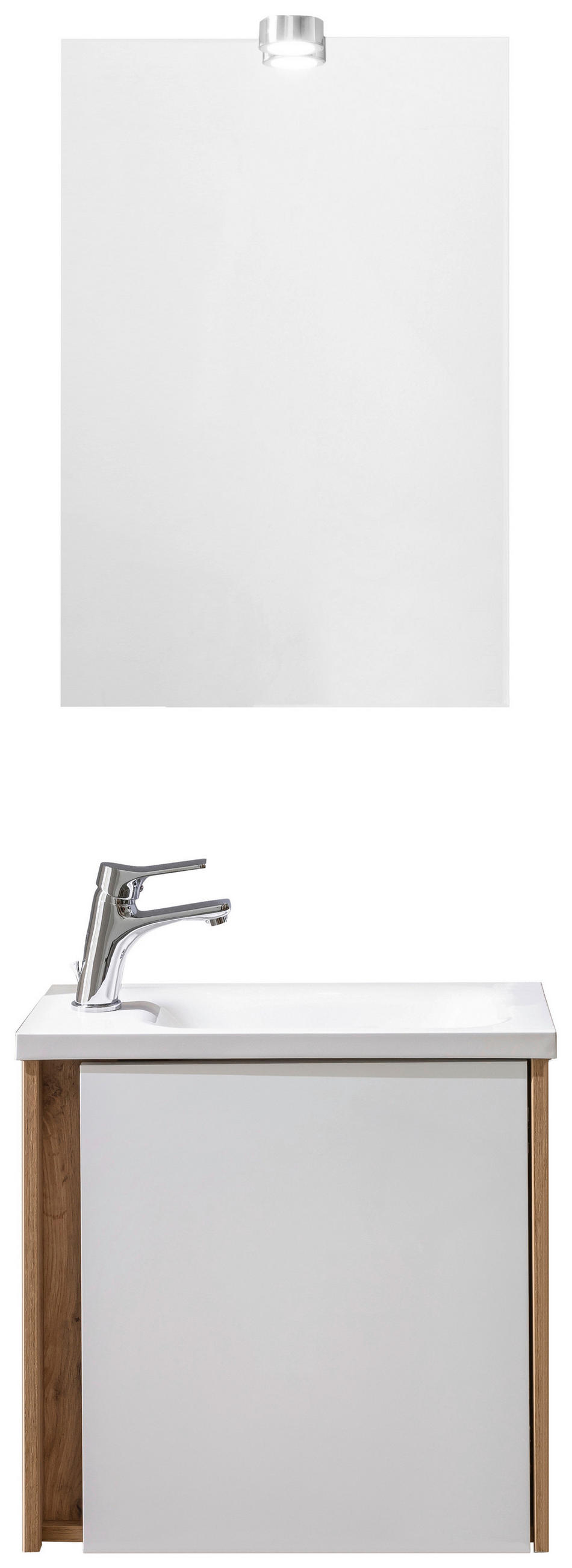 GÄSTEBAD - Weiss/Eichefarben, Konventionell, Glas/Holzwerkstoff (50cm) - Xora